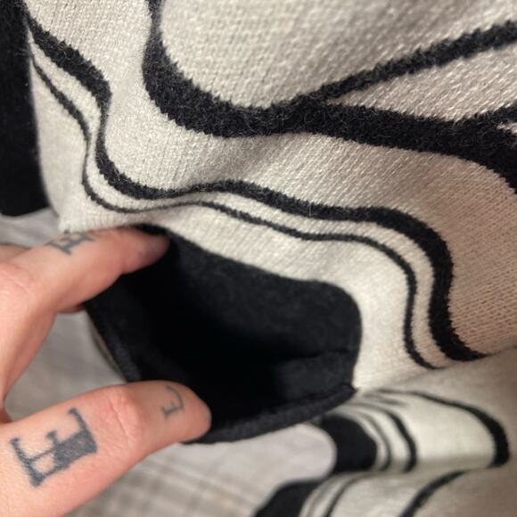 Cynthia Vincent womens cashmere cardigan M leather Ramble On Log Cabin - Picture 6 of 10